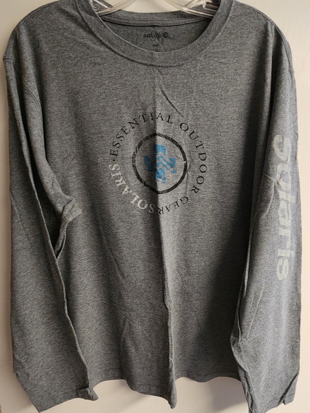 Solaris Men's Gray Long-Sleeve Crew with Outdoor Logo
